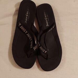 Juicy Couture Black and Gold Sandals